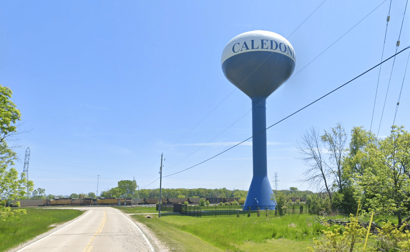 Caledonia, WI water tower - Image from Google Street View